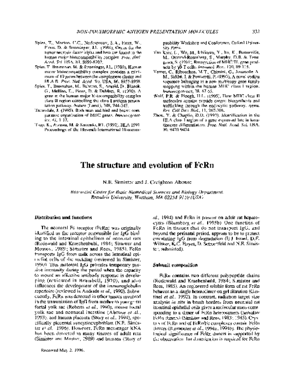 (PDF) The structure and evolution of FcRn