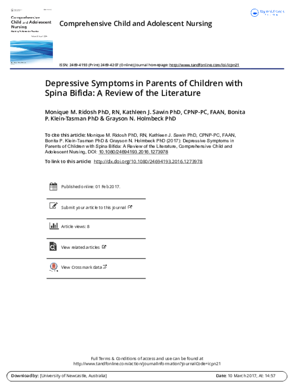 (PDF) Depressive Symptoms in Parents of Children with Spina Bifida: A ...