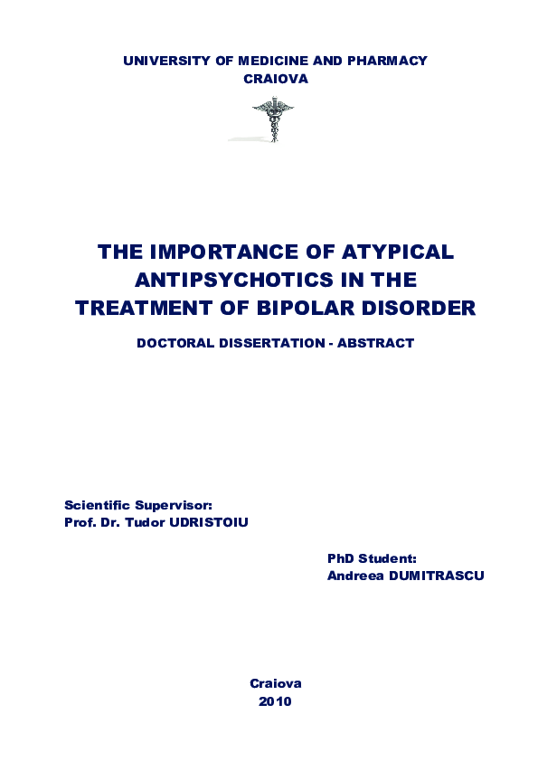 (PDF) Craiova the Importance of Atypical Antipsychotics in the ...