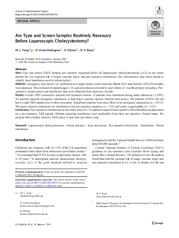 (PDF) Are Type and Screen Samples Routinely Necessary Before ...