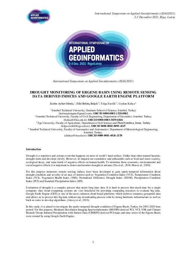 (PDF) Drought Monitoring of Ergene Basin Using Remote Sensing Data ...