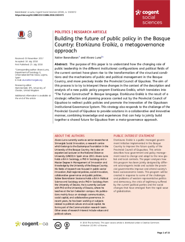 (PDF) Building the future of public policy in the Basque Country ...
