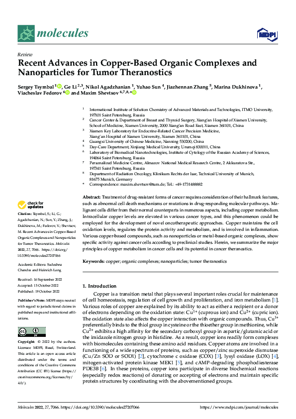 (PDF) Recent Advances in Copper-Based Organic Complexes and ...