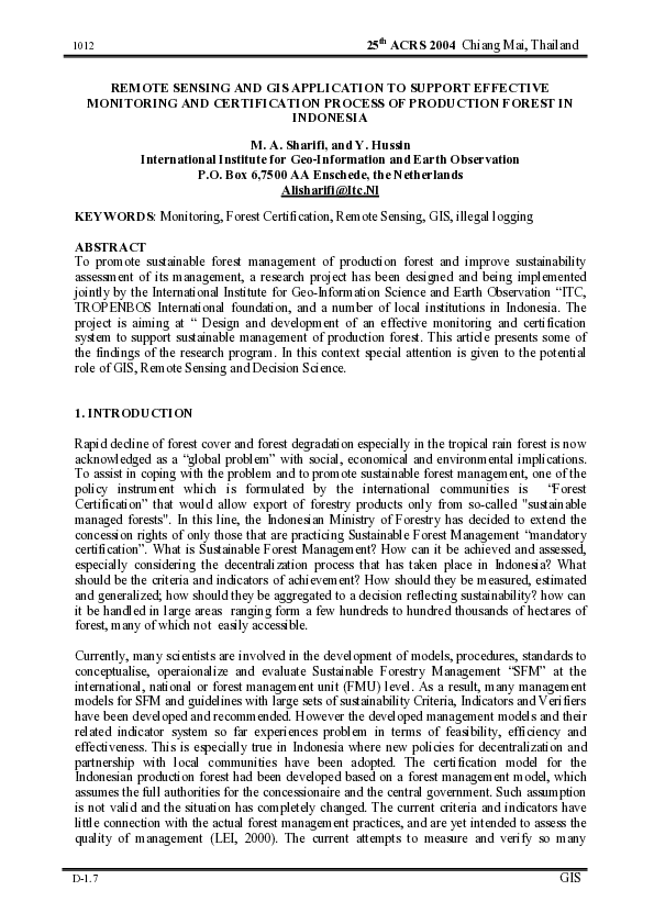 (PDF) Remote Sensing and Gis Application to Support Effective ...
