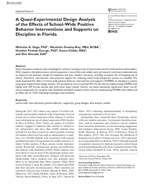 (PDF) A Quasi-Experimental Design Analysis of the Effects of School ...