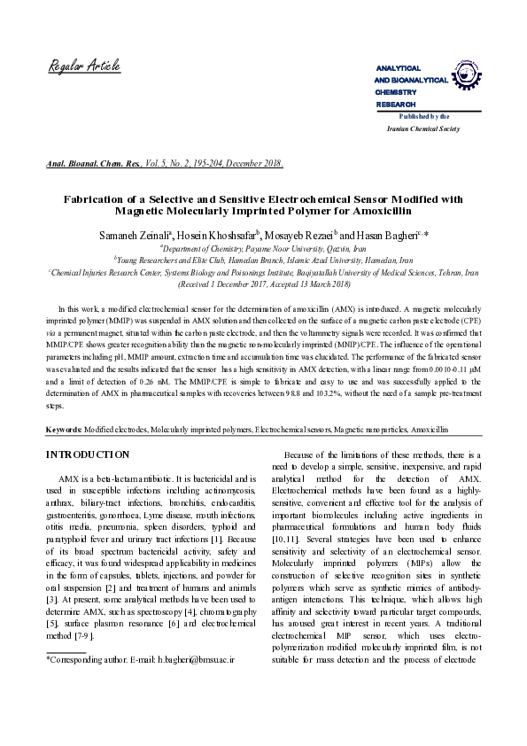 (PDF) Fabrication of a Selective and Sensitive Electrochemical Sensor ...