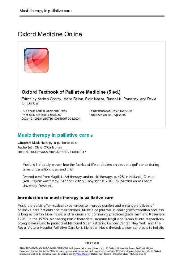 (PDF) Music therapy in palliative care