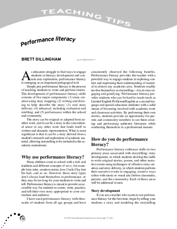 (PDF) Performance Literacy