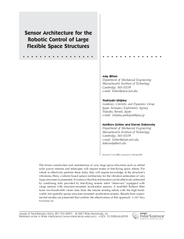 (PDF) Sensor architecture for the robotic control of large flexible ...