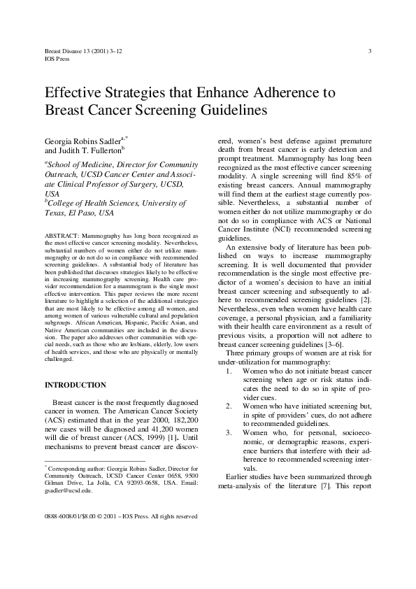 (PDF) Effective Strategies that Enhance Adherence to Breast Cancer ...