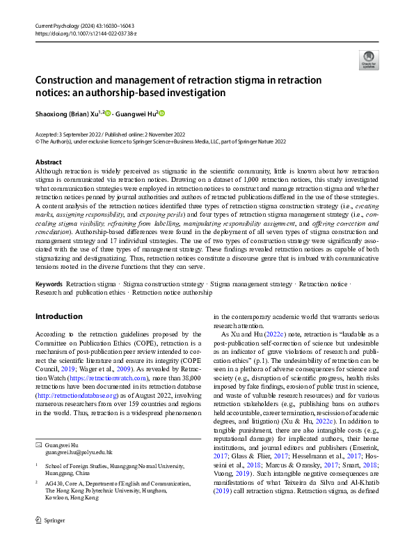 (PDF) Xu, S. B., & Hu, G. (2024). Construction and management of ...