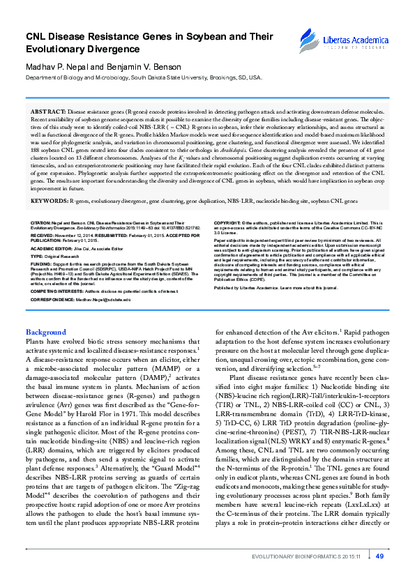 (PDF) CNL Disease Resistance Genes in Soybean and Their Evolutionary ...