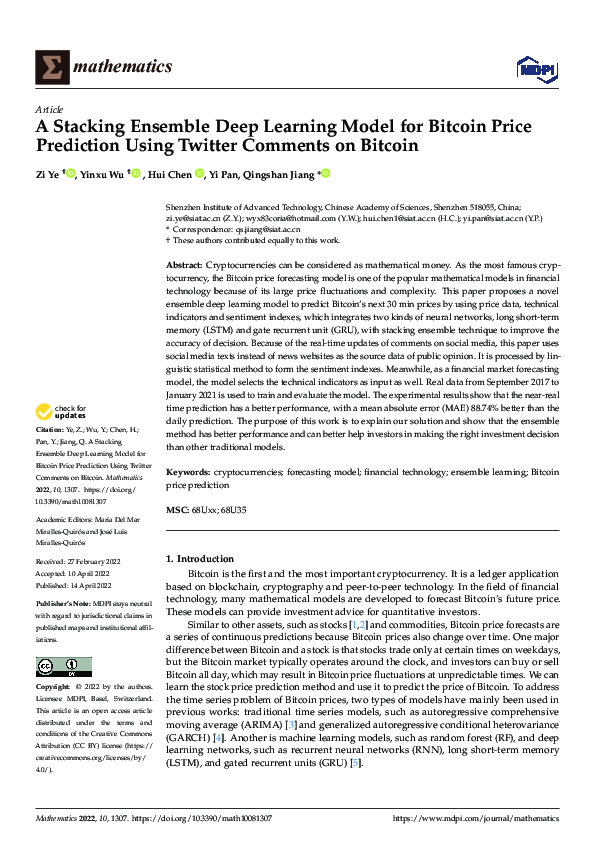 (PDF) A Stacking Ensemble Deep Learning Model for Bitcoin Price ...