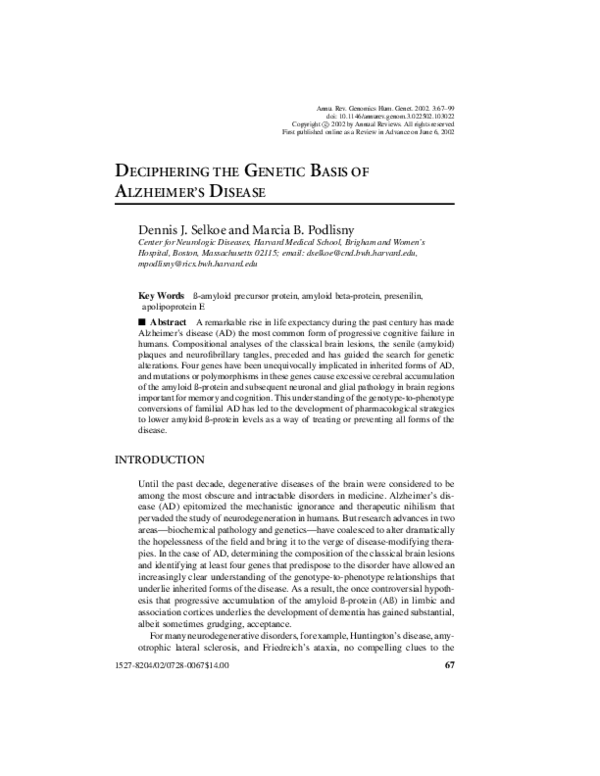 (PDF) Deciphering the Genetic Basis of Alzheimer's Disease