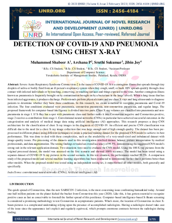 (PDF) DETECTION OF COVID-19 AND PNEUMONIA USING CHEST X-RAY