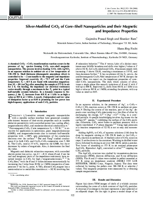 (PDF) Silver‐Modified CrO2 of Core–Shell Nanoparticles and their ...