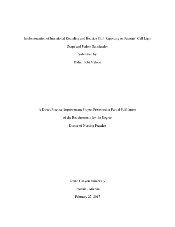 (PDF) Implementation of Intentional Rounding and Bedside Shift ...