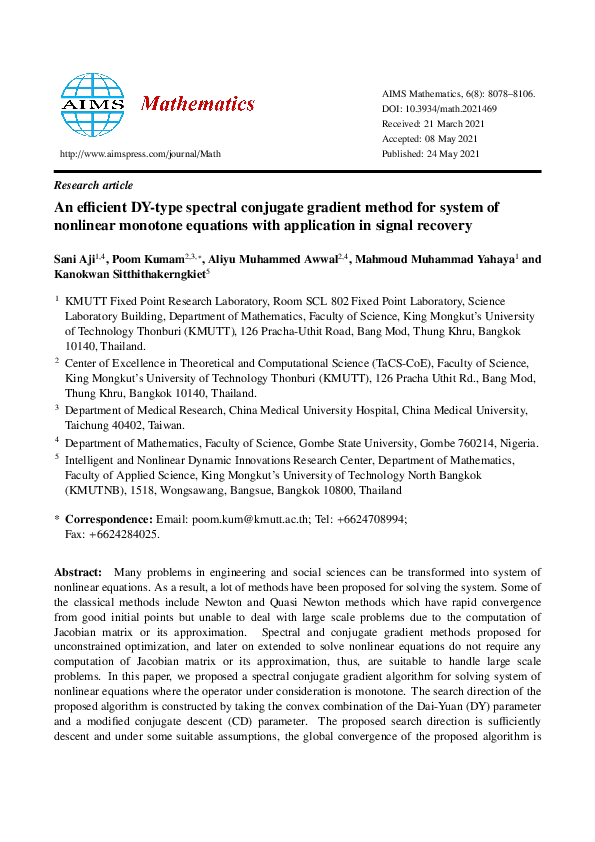 (PDF) An efficient DY-type spectral conjugate gradient method for ...