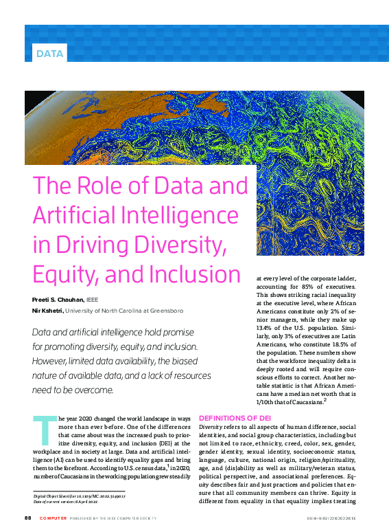 (PDF) The Role of Data and Artificial Intelligence in Driving Diversity ...