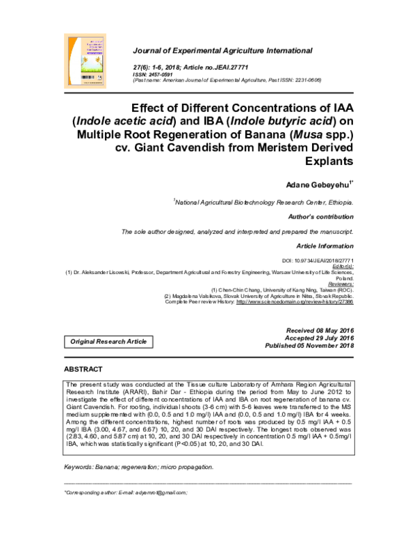 (PDF) Effect of Different Concentrations of IAA (Indole acetic acid ...