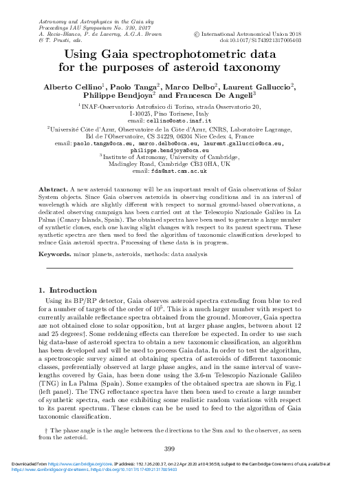 (PDF) Using Gaia spectrophotometric data for the purposes of asteroid ...