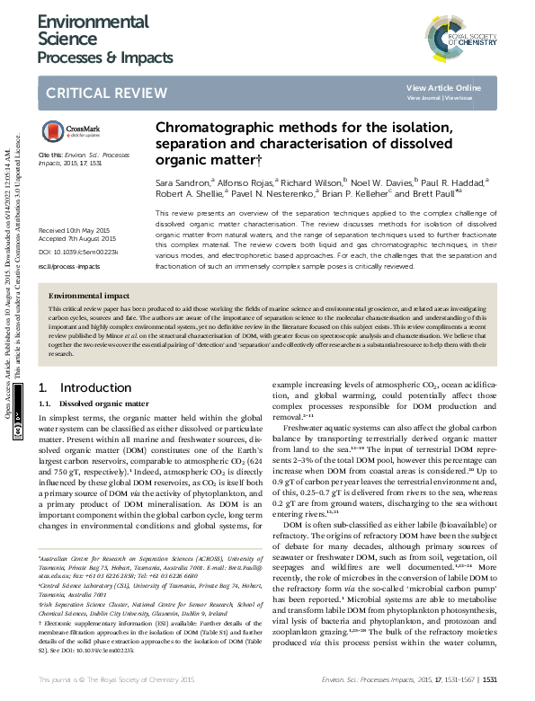 (PDF) Chromatographic methods for the isolation, separation and ...