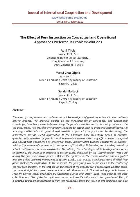 (PDF) The Effect of Peer Instruction on Conceptual and Operational ...