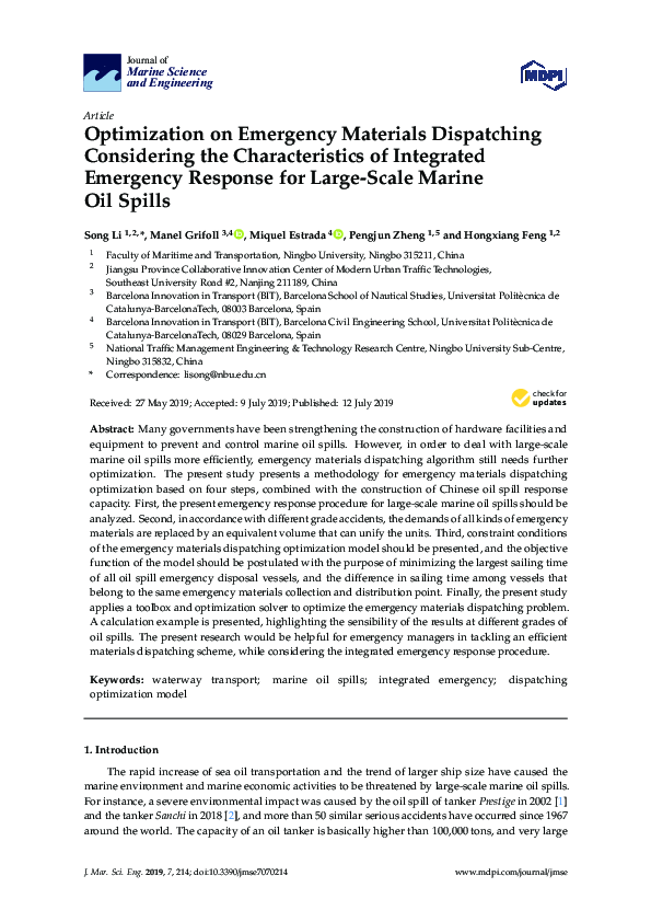 (PDF) Optimization on Emergency Materials Dispatching Considering the ...