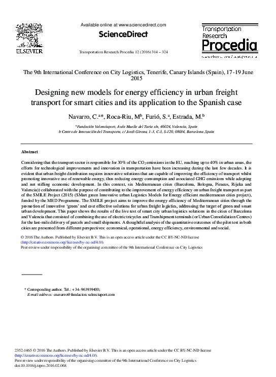 (PDF) Designing New Models for Energy Efficiency in Urban Freight ...