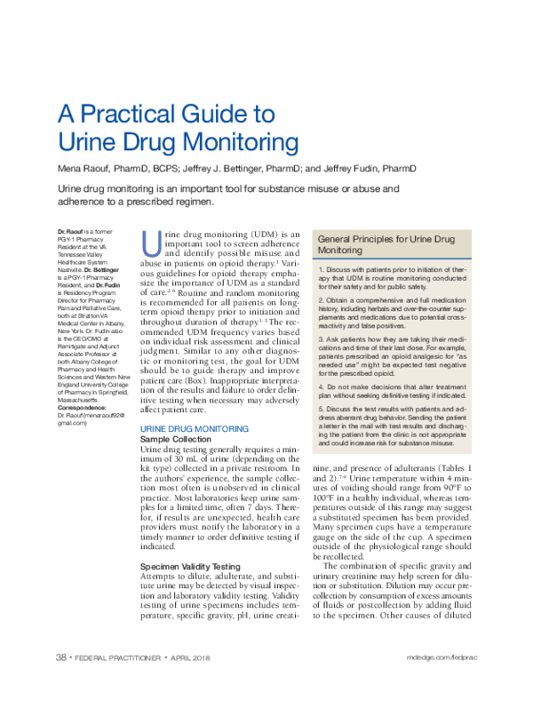 (PDF) A Practical Guide to Urine Drug Monitoring