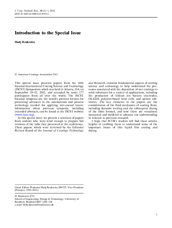 (PDF) Introduction to the Special Issue