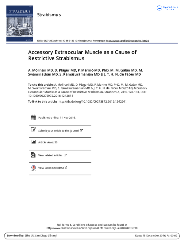 (PDF) Accessory Extraocular Muscle as a Cause of Restrictive Strabismus