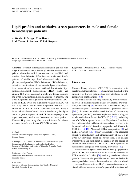 (PDF) Lipid profiles and oxidative stress parameters in male and female ...