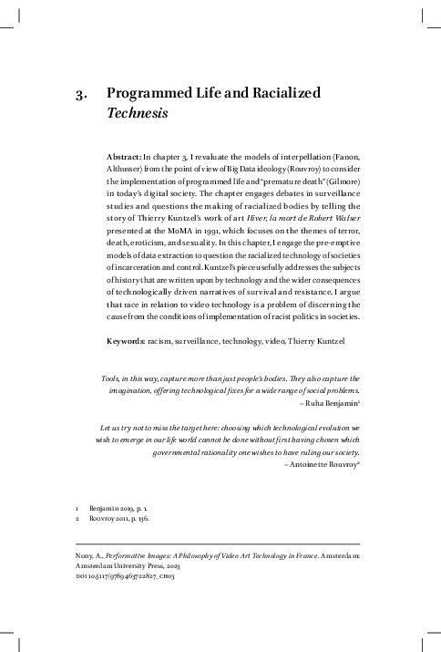 (PDF) Programmed Life and Racialized Technesis