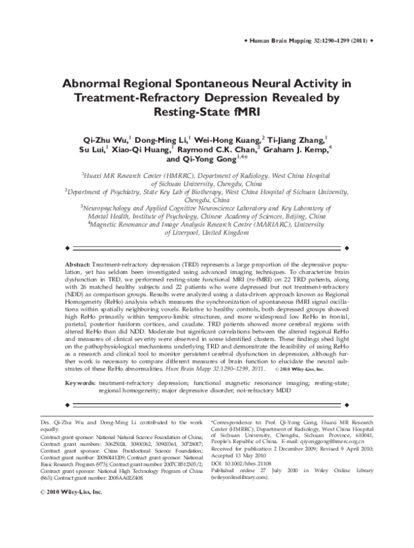 (PDF) Abnormal regional spontaneous neural activity in treatment ...