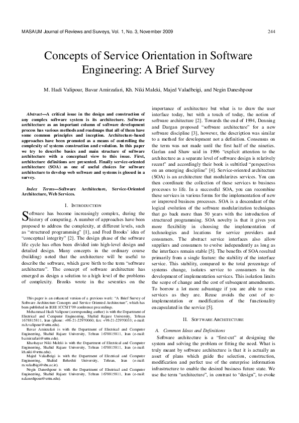 (PDF) Concepts of Service Orientation In Software Engineering: A Brief ...