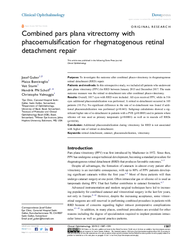 (PDF) Combined pars plana vitrectomy with phacoemulsification for ...