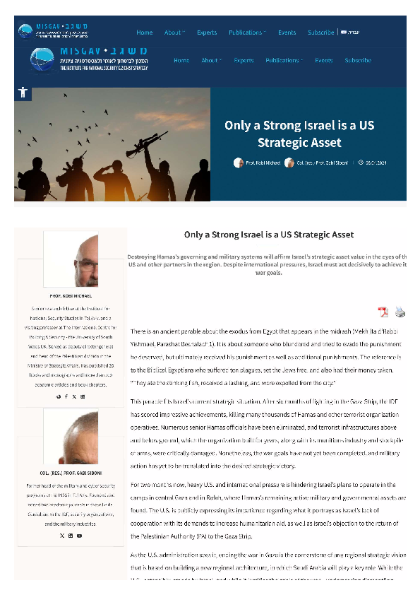 (PDF) Only a Strong Israel is a US Strategic Asset
