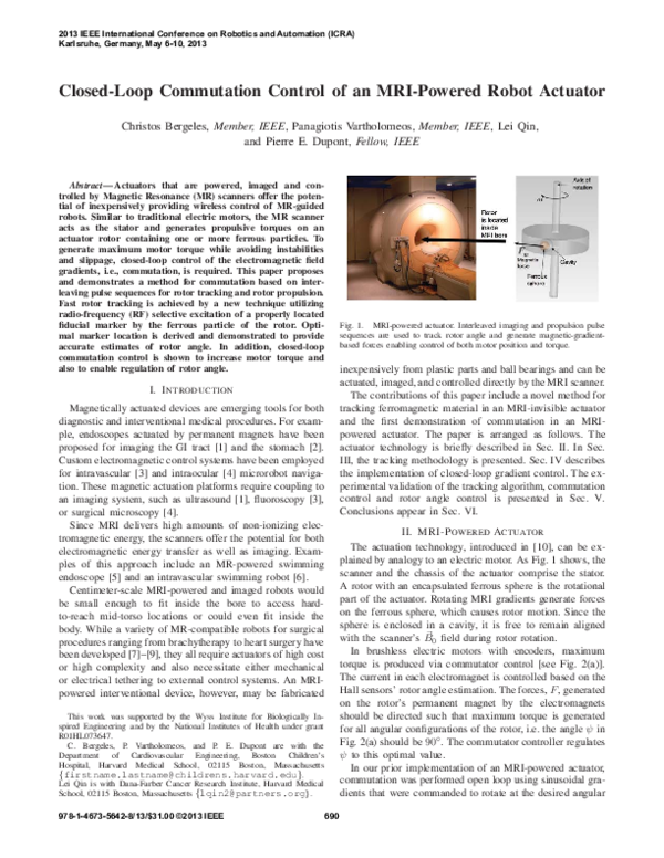 (PDF) Closed-loop commutation control of an MRI-powered robot actuator
