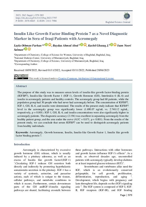 (PDF) Insulin Like Growth Factor Binding Protein 7 as a Novel ...