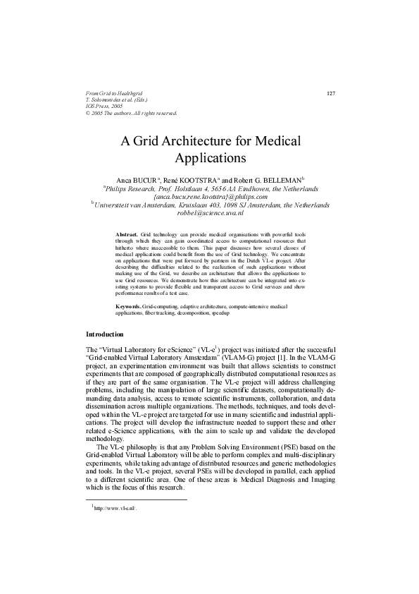 (PDF) A grid architecture for medical applications