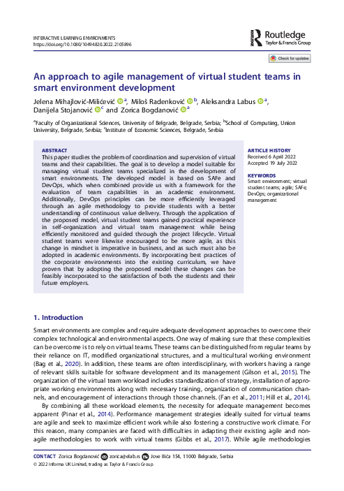 (PDF) An approach to agile management of virtual student teams in smart ...