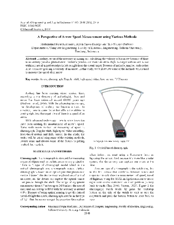 (PDF) A Perspective of Arrow Speed Measurement using Various Methods
