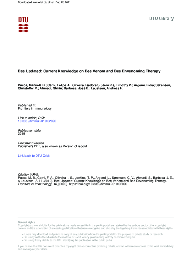 (PDF) Bee Updated: Current Knowledge on Bee Venom and Bee Envenoming ...