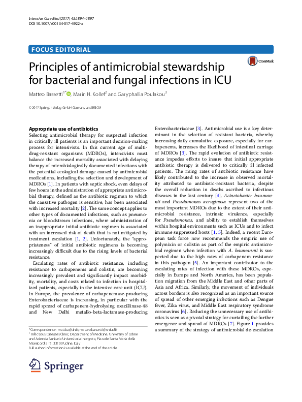 (PDF) Principles of antimicrobial stewardship for bacterial and fungal ...