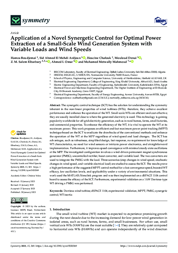 (PDF) Application of a Novel Synergetic Control for Optimal Power ...