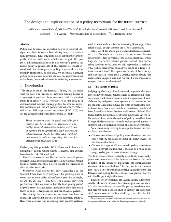 (PDF) General Policy Framework Design for Future