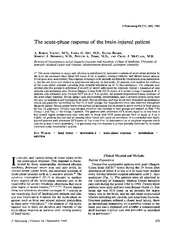 (PDF) The acute-phase response of the brain-injured patient
