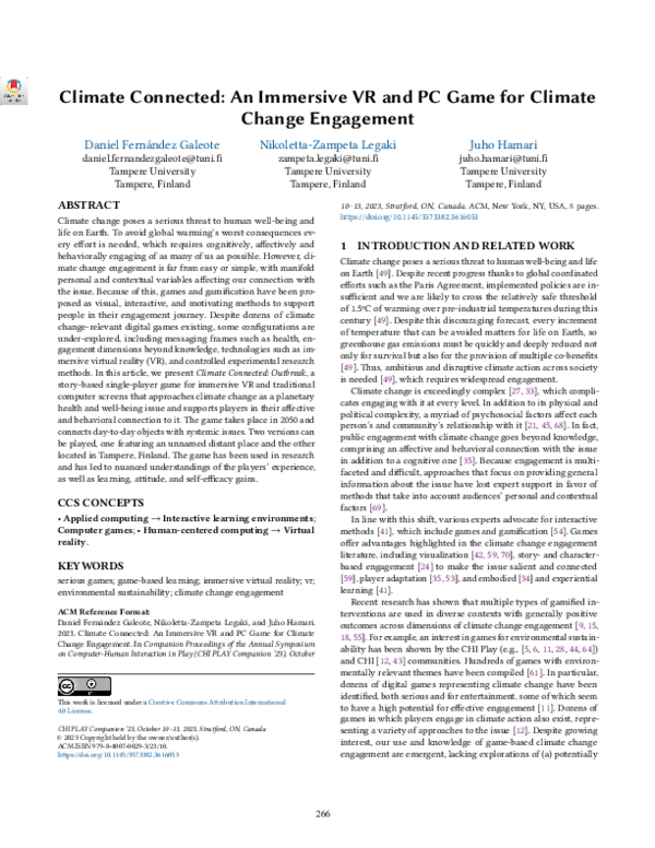 (PDF) Climate Connected: An Immersive VR and PC Game for Climate Change ...