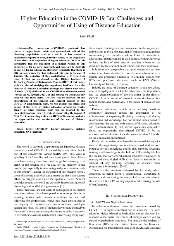 (PDF) Higher Education in the COVID-19 Era: Challenges and ...